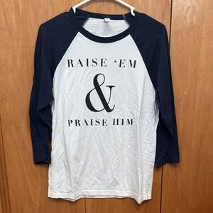 Navy and White Raglan Sleeve Women's Top